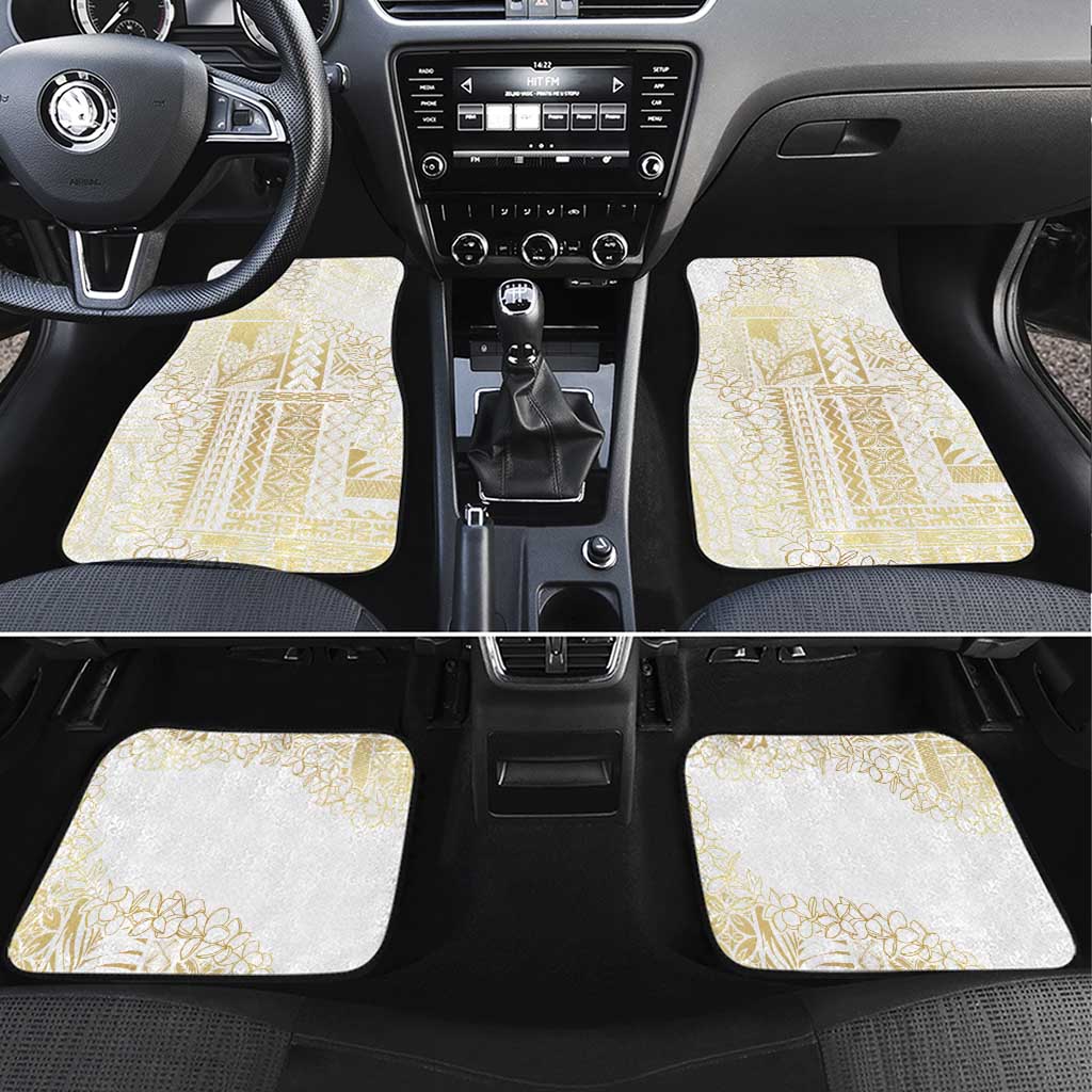 Samoa Lotu Tamaiti Mamanu Siapo Car Mats Golden Plumeria LT7 Set 4pcs Gold - Polynesian Pride