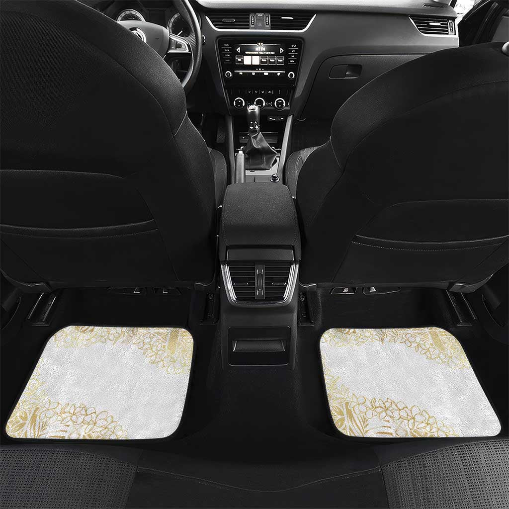 Samoa Lotu Tamaiti Mamanu Siapo Car Mats Golden Plumeria LT7 Set 2pcs - Back Gold - Polynesian Pride