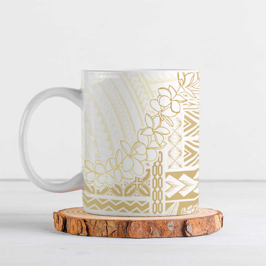 Samoa Lotu Tamaiti Mamanu Siapo Ceramic Mug Golden Plumeria LT7 Gold - Polynesian Pride