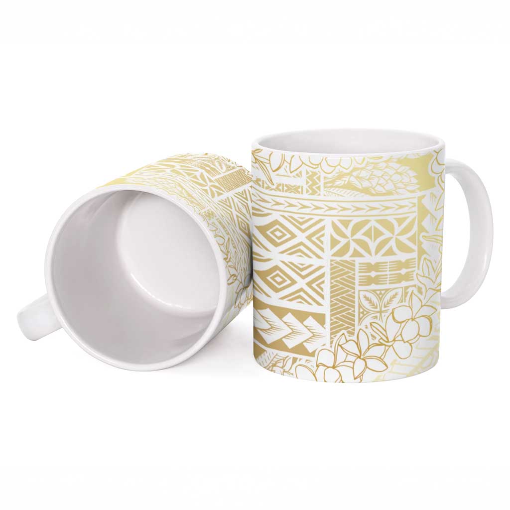 Samoa Lotu Tamaiti Mamanu Siapo Ceramic Mug Golden Plumeria LT7 - Polynesian Pride
