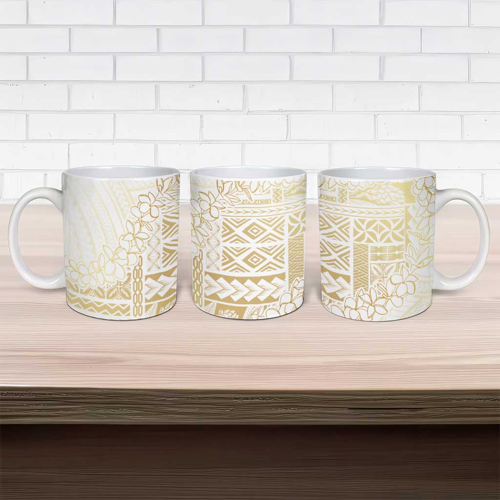 Samoa Lotu Tamaiti Mamanu Siapo Ceramic Mug Golden Plumeria LT7 - Polynesian Pride