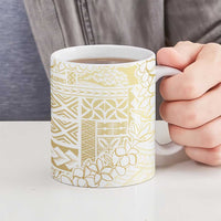 Samoa Lotu Tamaiti Mamanu Siapo Ceramic Mug Golden Plumeria LT7 - Polynesian Pride