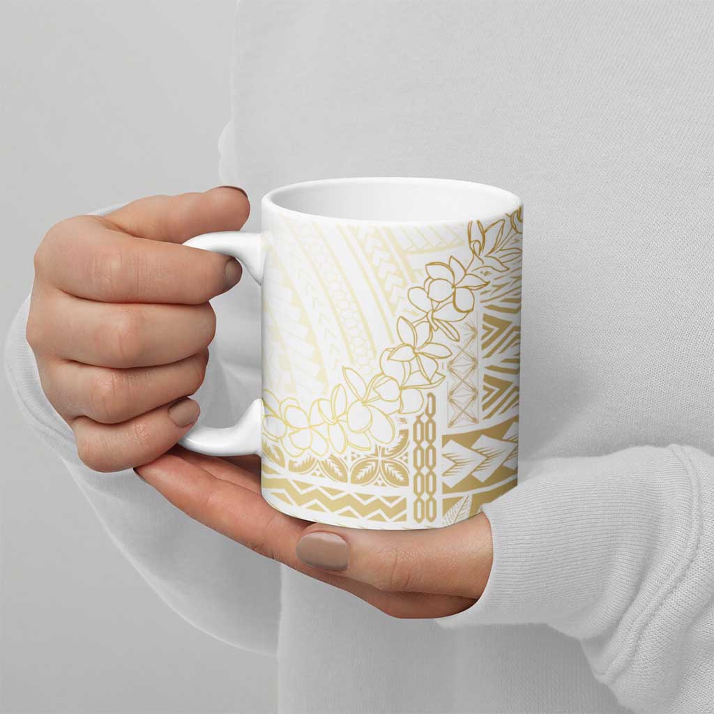 Samoa Lotu Tamaiti Mamanu Siapo Ceramic Mug Golden Plumeria LT7 - Polynesian Pride