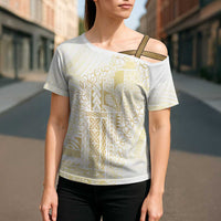 Samoa Lotu Tamaiti Mamanu Siapo Cross Shoulder Shirt Golden Plumeria LT7 - Polynesian Pride
