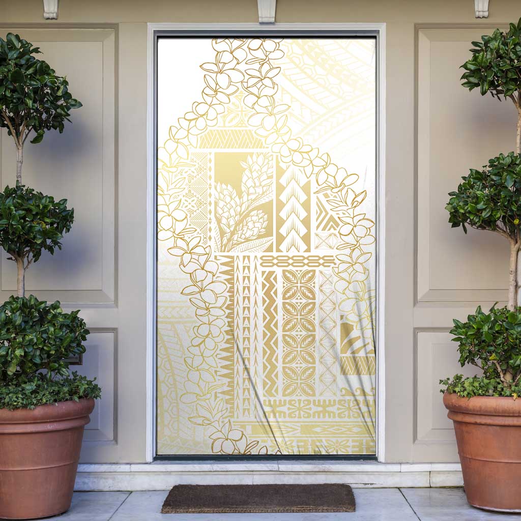 Samoa Lotu Tamaiti Mamanu Siapo Door Cover Golden Plumeria LT7 Gold - Polynesian Pride