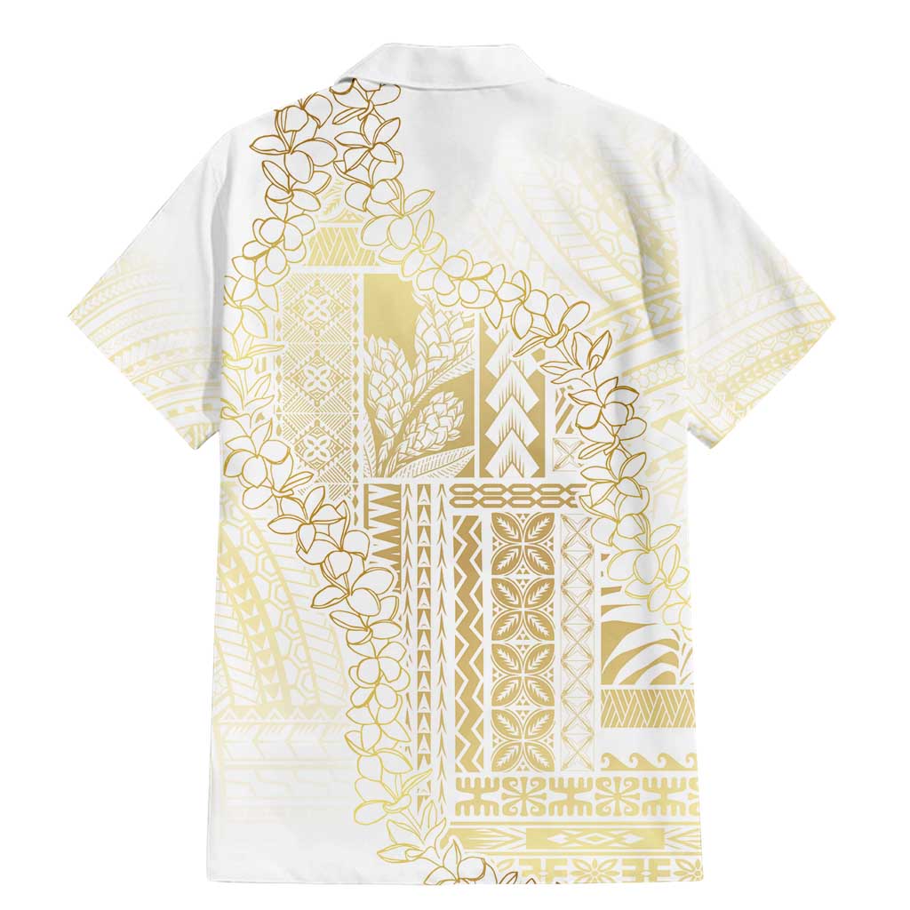 Samoa Lotu Tamaiti Mamanu Siapo Family Matching Mermaid Dress and Hawaiian Shirt Golden Plumeria - Polynesian Pride