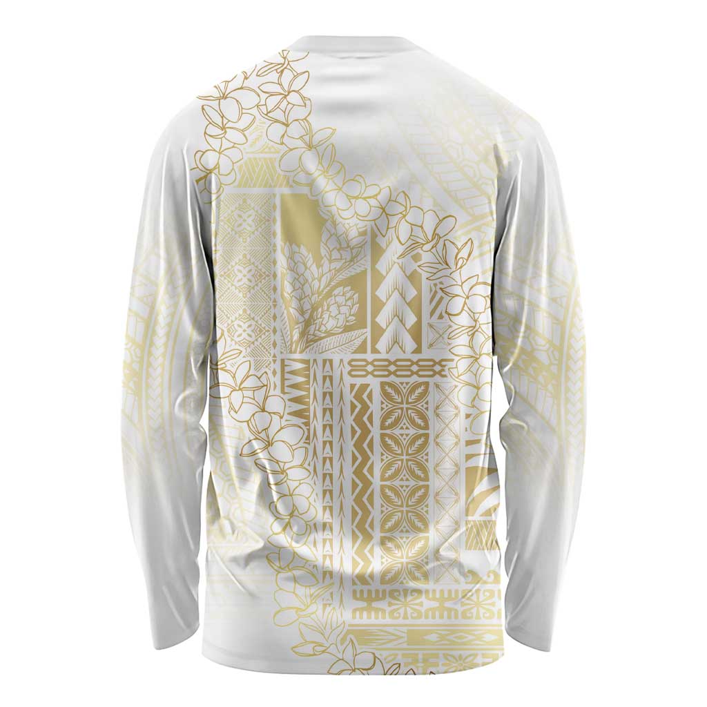 Samoa Lotu Tamaiti Mamanu Siapo Long Sleeve Shirt Golden Plumeria LT7 - Polynesian Pride