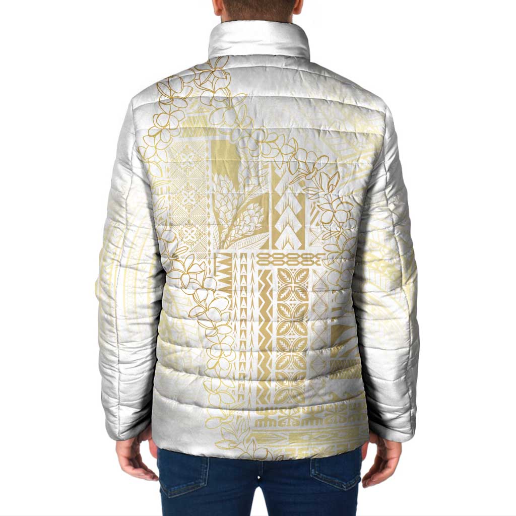 Samoa Lotu Tamaiti Mamanu Siapo Padded Jacket Golden Plumeria LT7 - Polynesian Pride