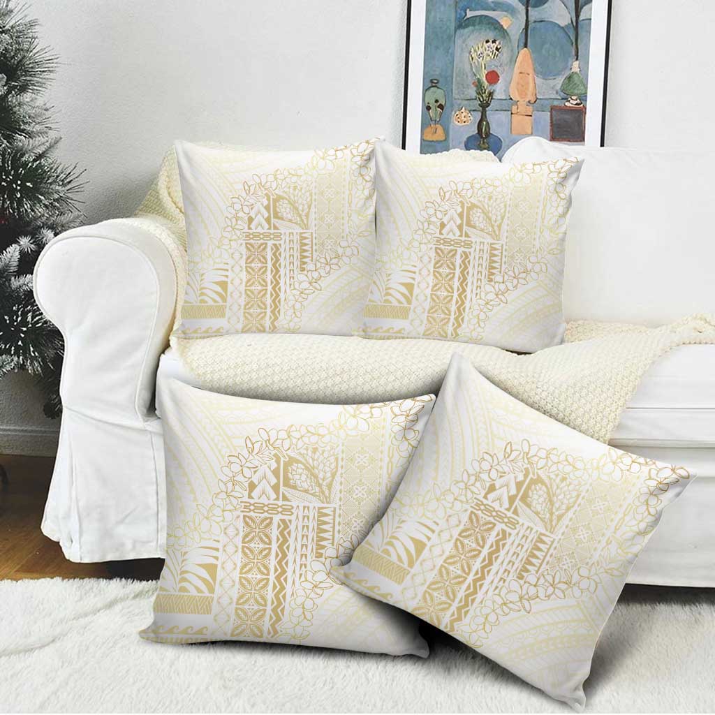 Samoa Lotu Tamaiti Mamanu Siapo Pillow Cover Golden Plumeria - Polynesian Pride