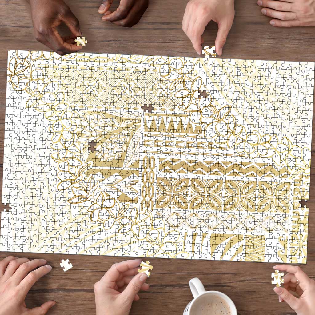 Samoa Lotu Tamaiti Mamanu Siapo Puzzle Golden Plumeria LT7 - Polynesian Pride