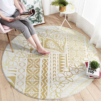 Samoa Lotu Tamaiti Mamanu Siapo Round Carpet Golden Plumeria - Polynesian Pride