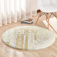 Samoa Lotu Tamaiti Mamanu Siapo Round Carpet Golden Plumeria - Polynesian Pride