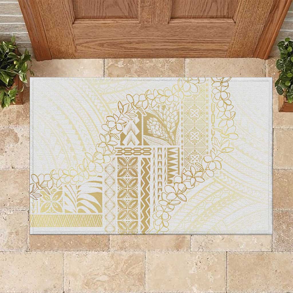 Samoa Lotu Tamaiti Mamanu Siapo Rubber Doormat Golden Plumeria LT7 Gold - Polynesian Pride