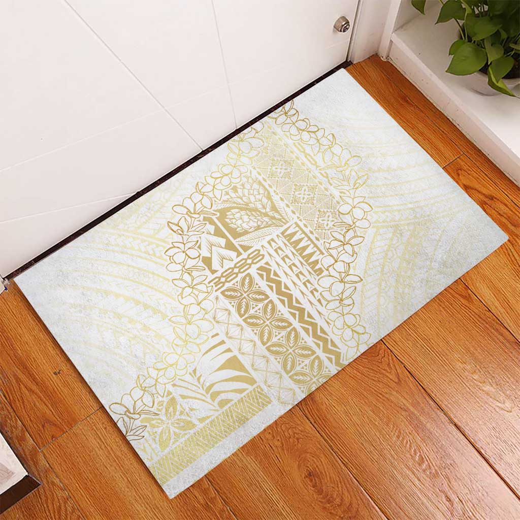 Samoa Lotu Tamaiti Mamanu Siapo Rubber Doormat Golden Plumeria LT7 - Polynesian Pride
