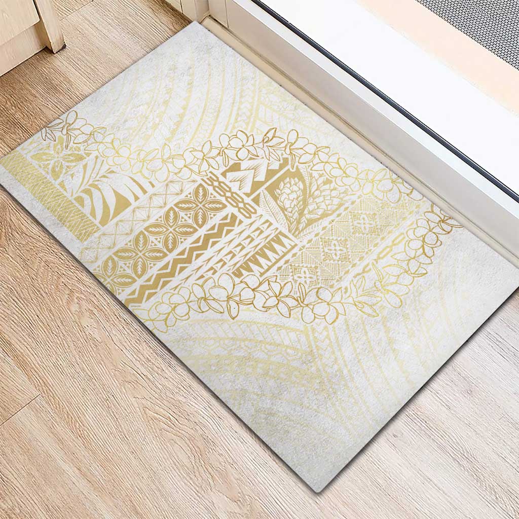 Samoa Lotu Tamaiti Mamanu Siapo Rubber Doormat Golden Plumeria LT7 - Polynesian Pride