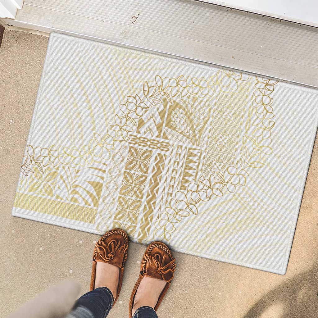 Samoa Lotu Tamaiti Mamanu Siapo Rubber Doormat Golden Plumeria LT7 - Polynesian Pride