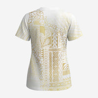Samoa Lotu Tamaiti Mamanu Siapo Scrub Top Golden Plumeria - Polynesian Pride