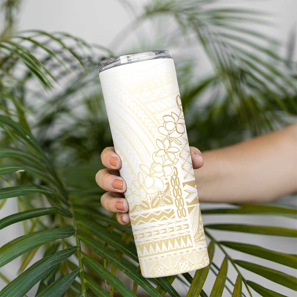 Samoa Lotu Tamaiti Mamanu Siapo Skinny Tumbler Golden Plumeria - Polynesian Pride