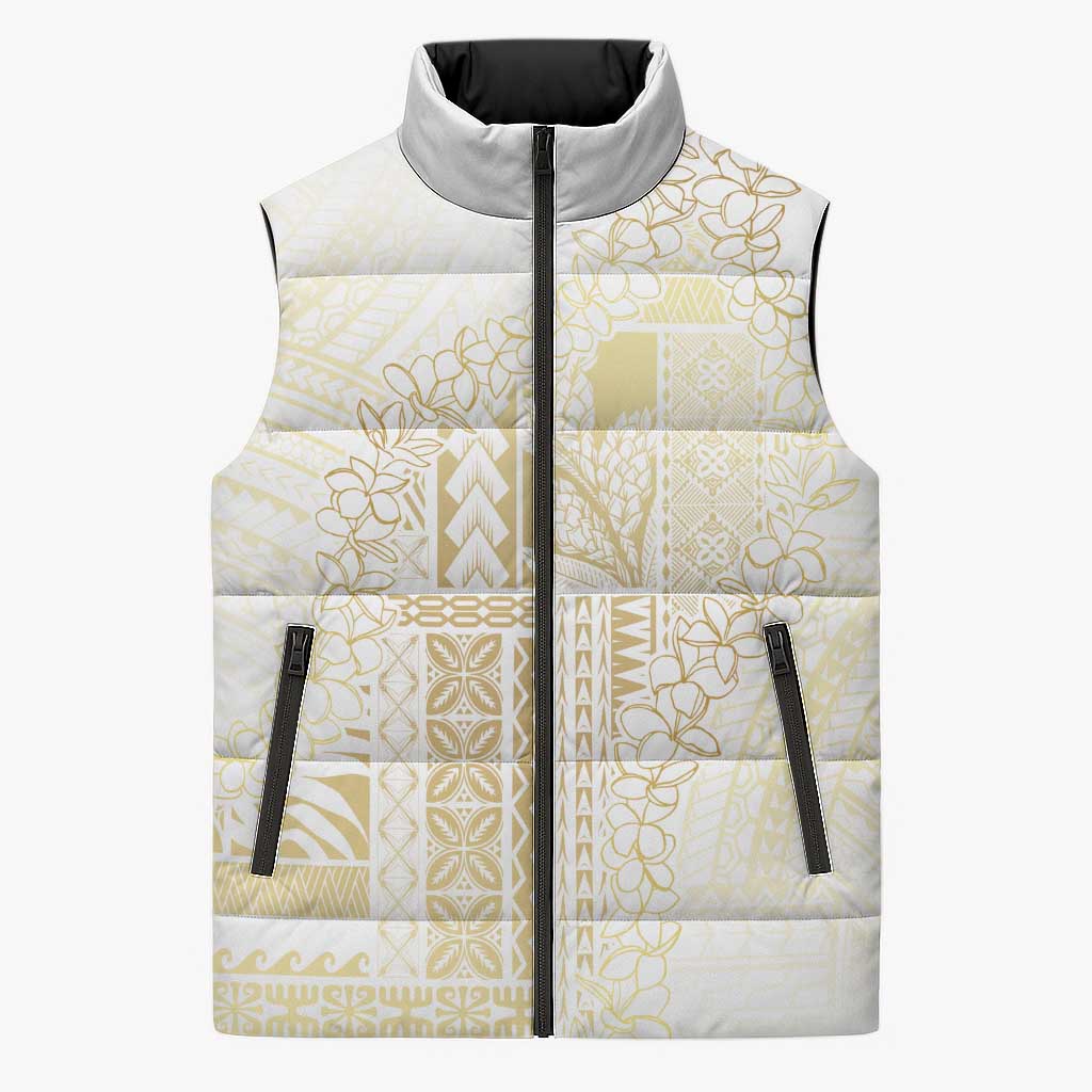 Samoa Lotu Tamaiti Mamanu Siapo Sleeveless Puffer Jacket Golden Plumeria LT7 Unisex Gold - Polynesian Pride