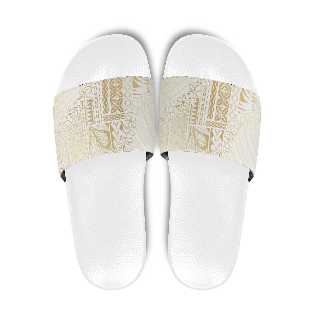 Samoa Lotu Tamaiti Mamanu Siapo Slide Sandals Golden Plumeria - Polynesian Pride