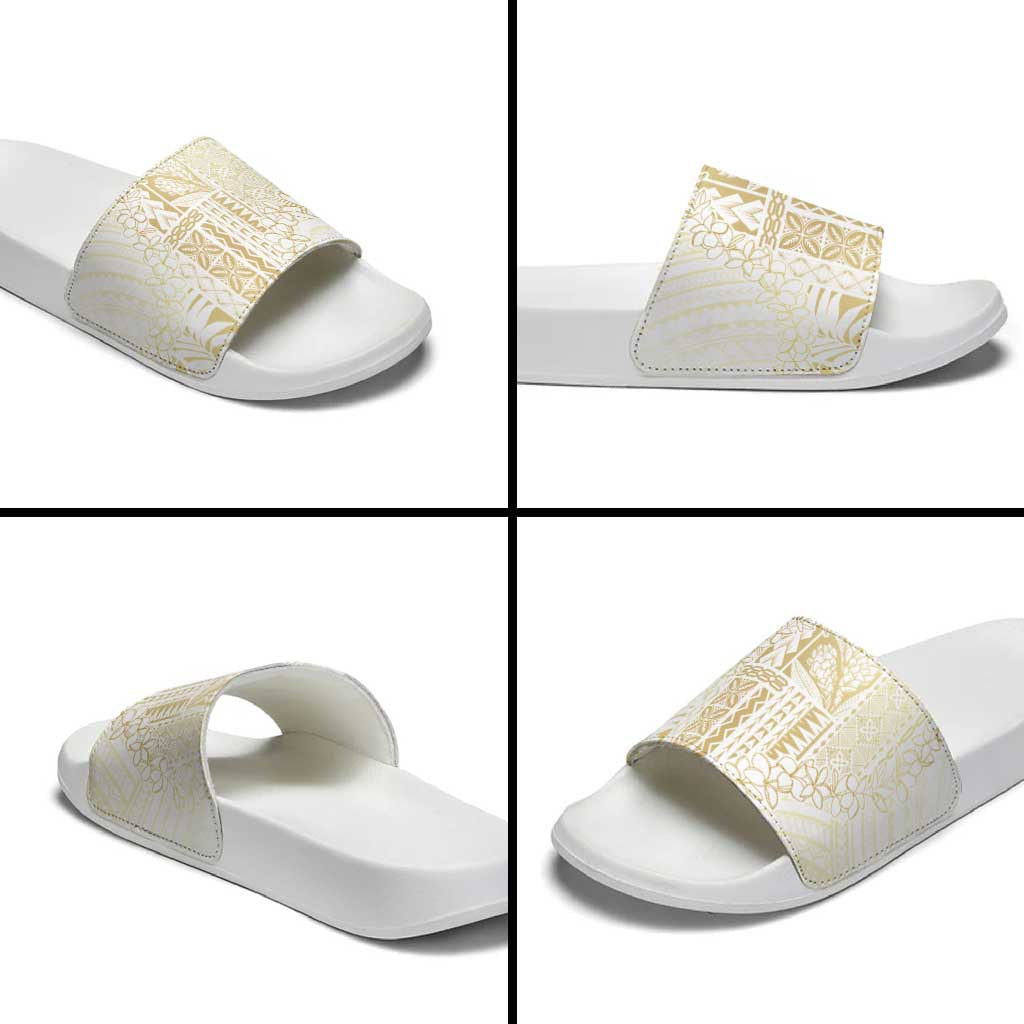 Samoa Lotu Tamaiti Mamanu Siapo Slide Sandals Golden Plumeria - Polynesian Pride