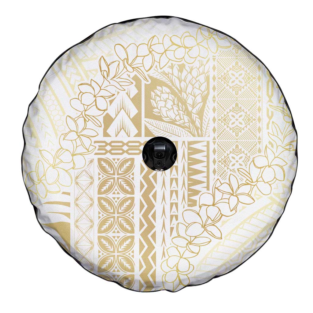 Samoa Lotu Tamaiti Mamanu Siapo Spare Tire Cover Golden Plumeria - Polynesian Pride