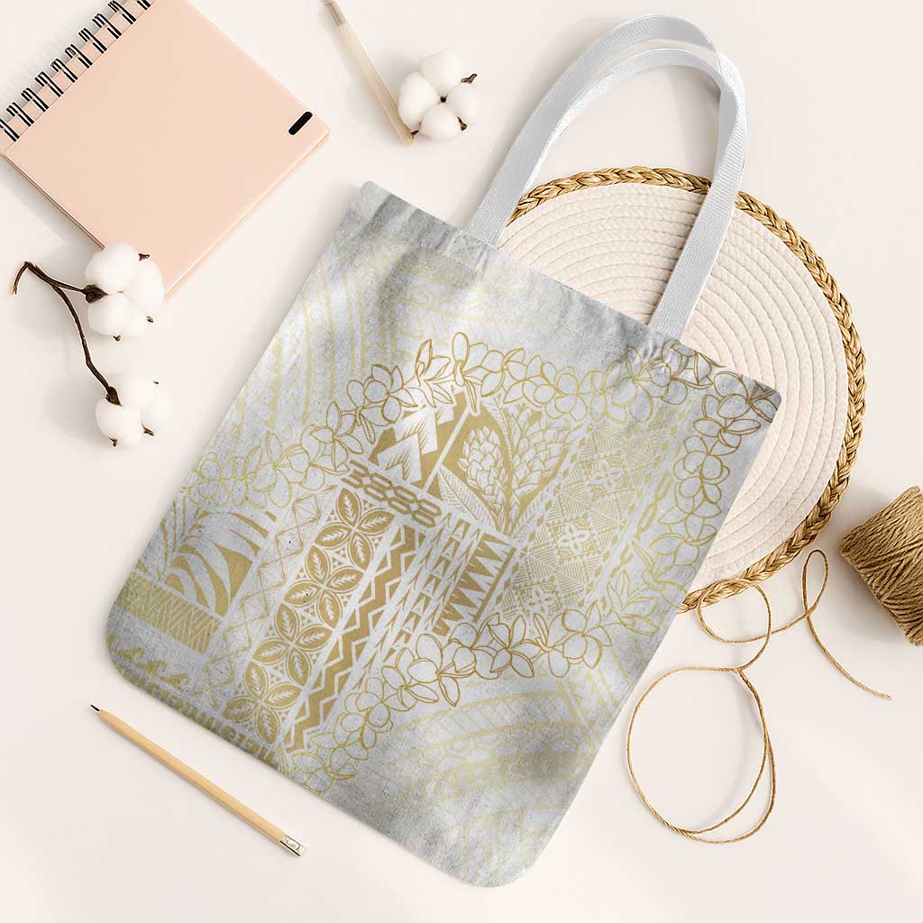 Samoa Lotu Tamaiti Mamanu Siapo Tote Bag Golden Plumeria - Polynesian Pride
