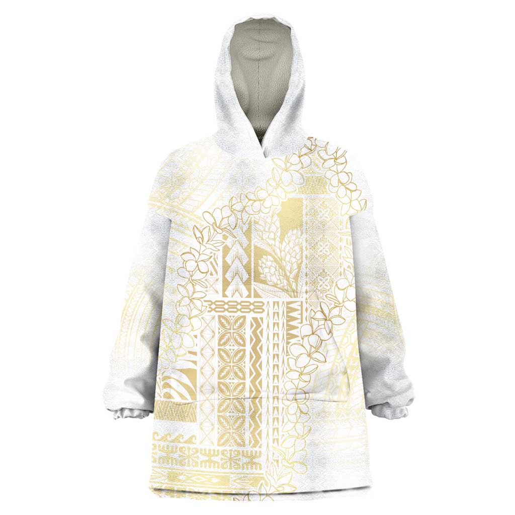 Samoa Lotu Tamaiti Mamanu Siapo Wearable Blanket Hoodie Golden Plumeria LT7 One Size Gold - Polynesian Pride