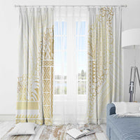 Samoa Lotu Tamaiti Mamanu Siapo Window Curtain Golden Plumeria - Polynesian Pride