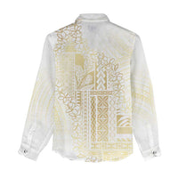 Samoa Lotu Tamaiti Mamanu Siapo Women Casual Shirt Golden Plumeria - Polynesian Pride