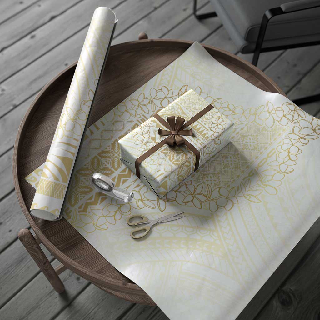 Samoa Lotu Tamaiti Mamanu Siapo Wrapping Paper Golden Plumeria LT7 - Polynesian Pride
