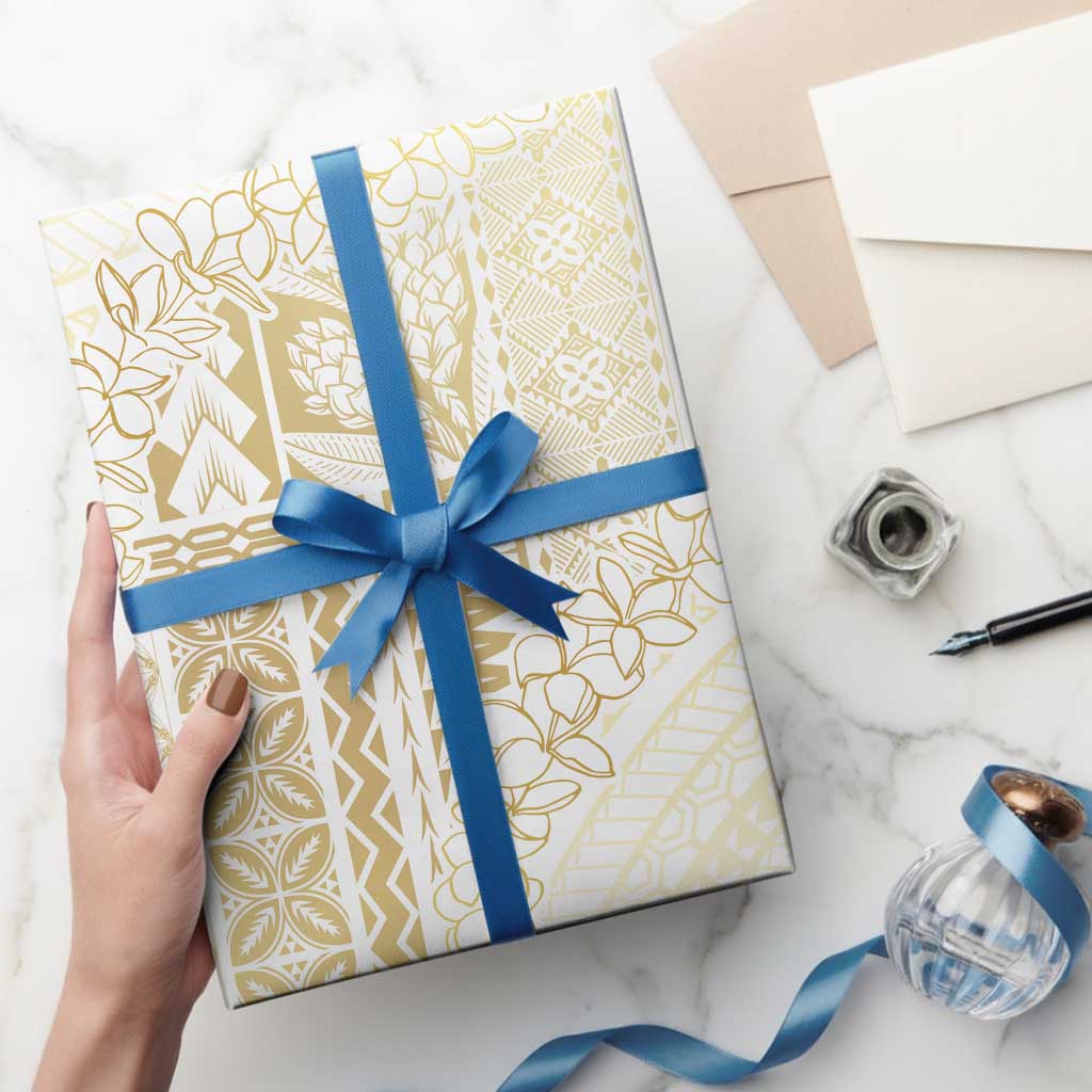 Samoa Lotu Tamaiti Mamanu Siapo Wrapping Paper Golden Plumeria LT7 - Polynesian Pride