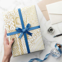 Samoa Lotu Tamaiti Mamanu Siapo Wrapping Paper Golden Plumeria LT7 - Polynesian Pride