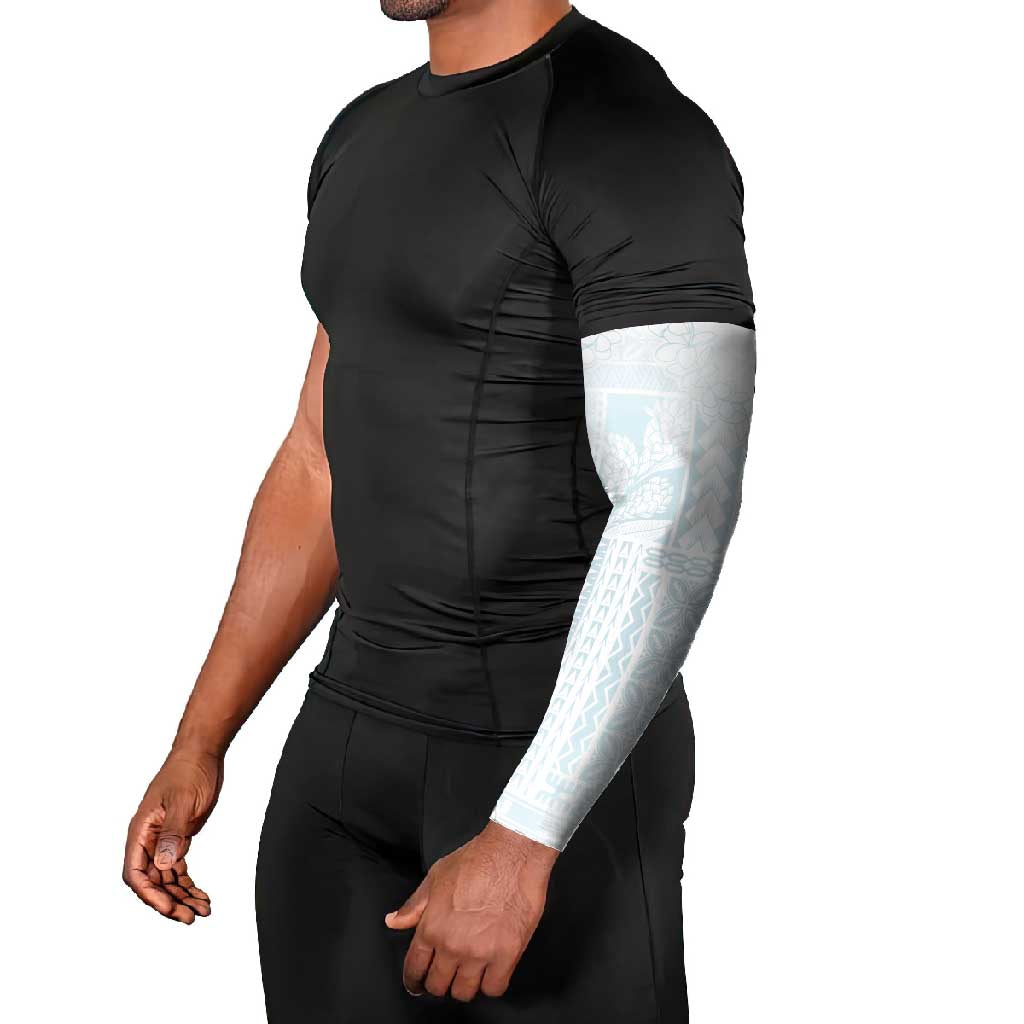 Samoa Lotu Tamaiti Mamanu Siapo Arm Sleeves Off White Plumeria - Polynesian Pride