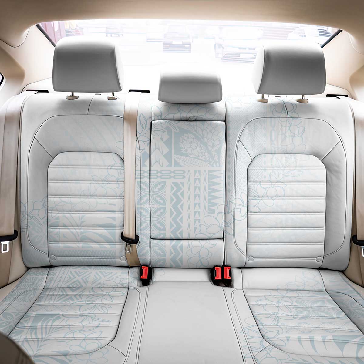 Samoa Lotu Tamaiti Mamanu Siapo Back Car Seat Cover Off White Plumeria - Polynesian Pride