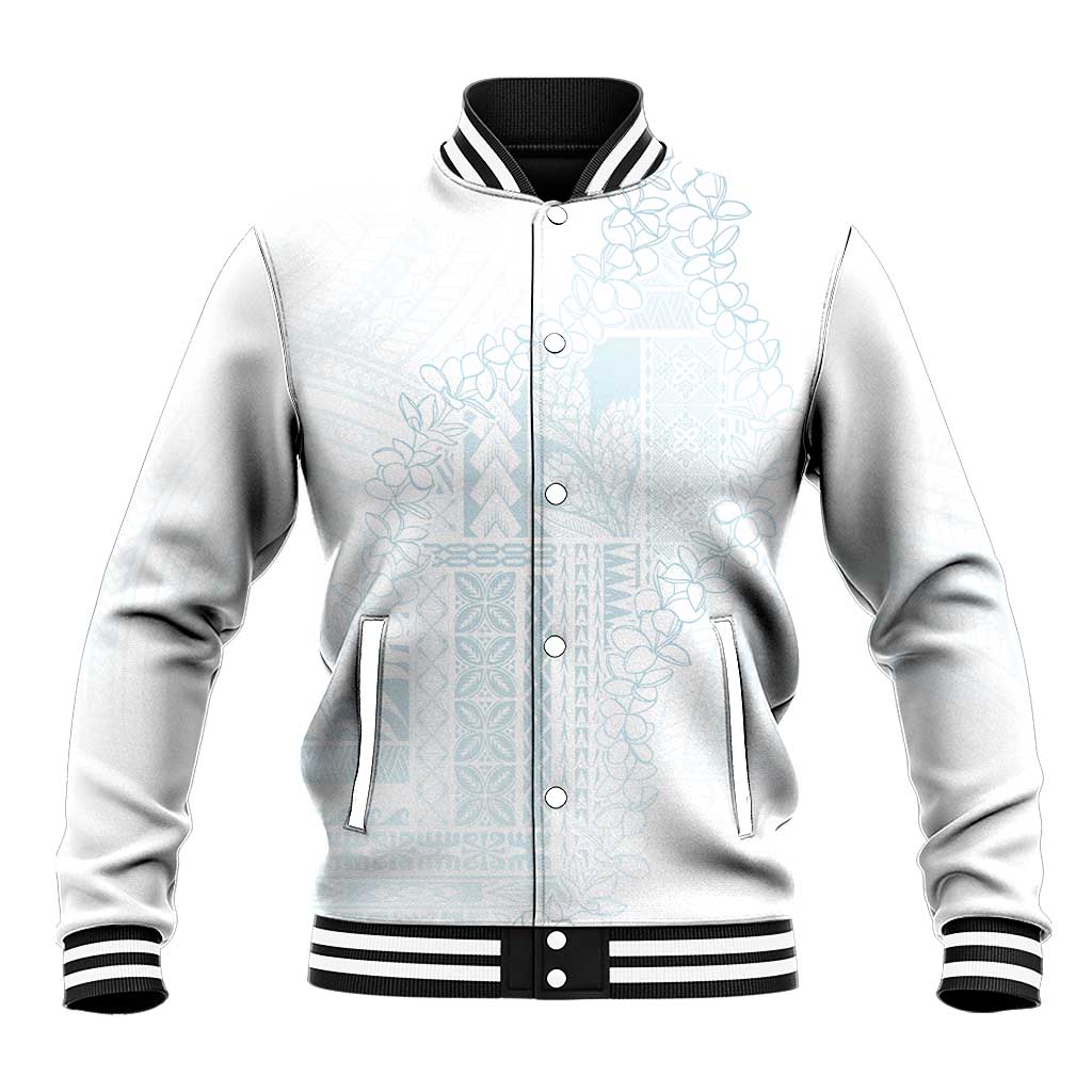 Samoa Lotu Tamaiti Mamanu Siapo Baseball Jacket Off White Plumeria LT7 Unisex Baby Blue - Polynesian Pride