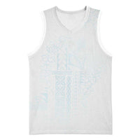 Samoa Lotu Tamaiti Mamanu Siapo Basketball Jersey Off White Plumeria LT7 Unisex Baby Blue - Polynesian Pride