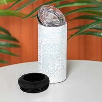 Samoa Lotu Tamaiti Mamanu Siapo 4 in 1 Can Cooler Tumbler Off White Plumeria LT7 - Polynesian Pride