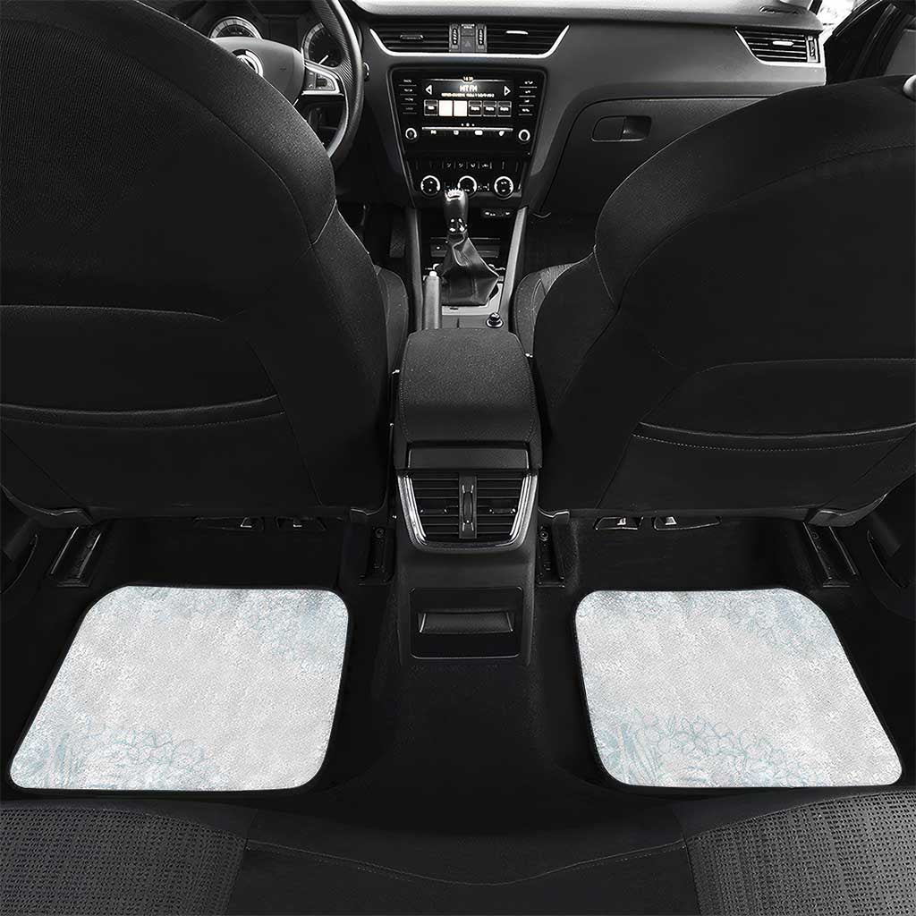 Samoa Lotu Tamaiti Mamanu Siapo Car Mats Off White Plumeria LT7 Set 2pcs - Back Baby Blue - Polynesian Pride