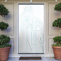 Samoa Lotu Tamaiti Mamanu Siapo Door Cover Off White Plumeria LT7 Baby Blue - Polynesian Pride