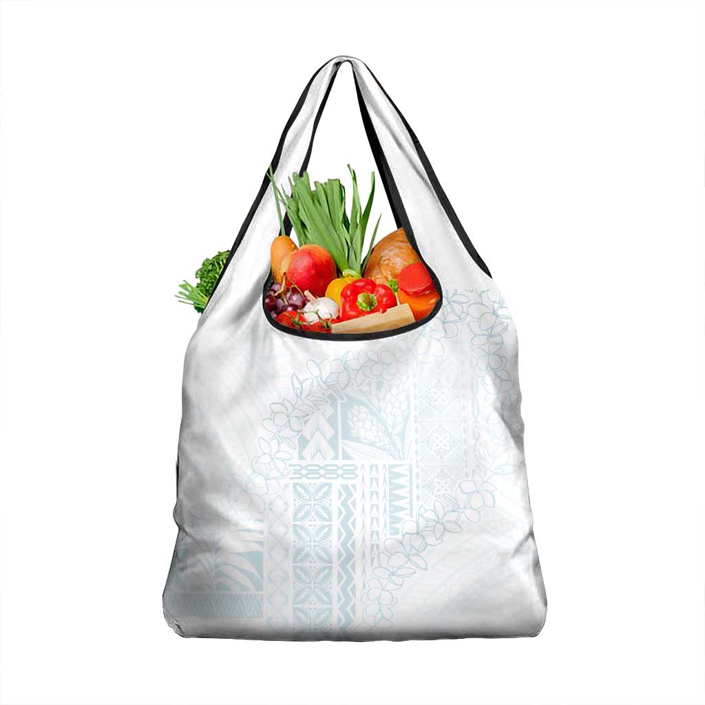 Samoa Lotu Tamaiti Mamanu Siapo Grocery Bag Off White Plumeria LT7 1-pack One Size Baby Blue - Polynesian Pride