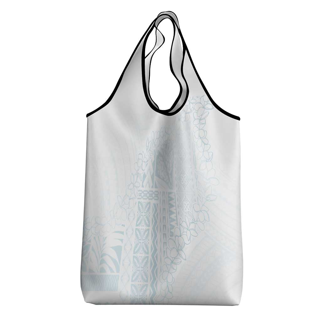 Samoa Lotu Tamaiti Mamanu Siapo Grocery Bag Off White Plumeria LT7 - Polynesian Pride