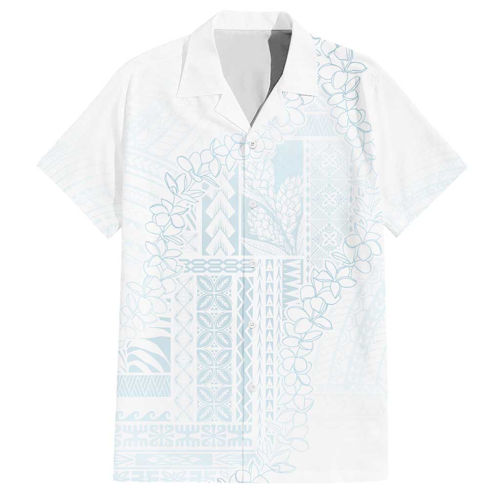 Samoa Lotu Tamaiti Mamanu Siapo Hawaiian Shirt Off White Plumeria LT7 Baby Blue - Polynesian Pride