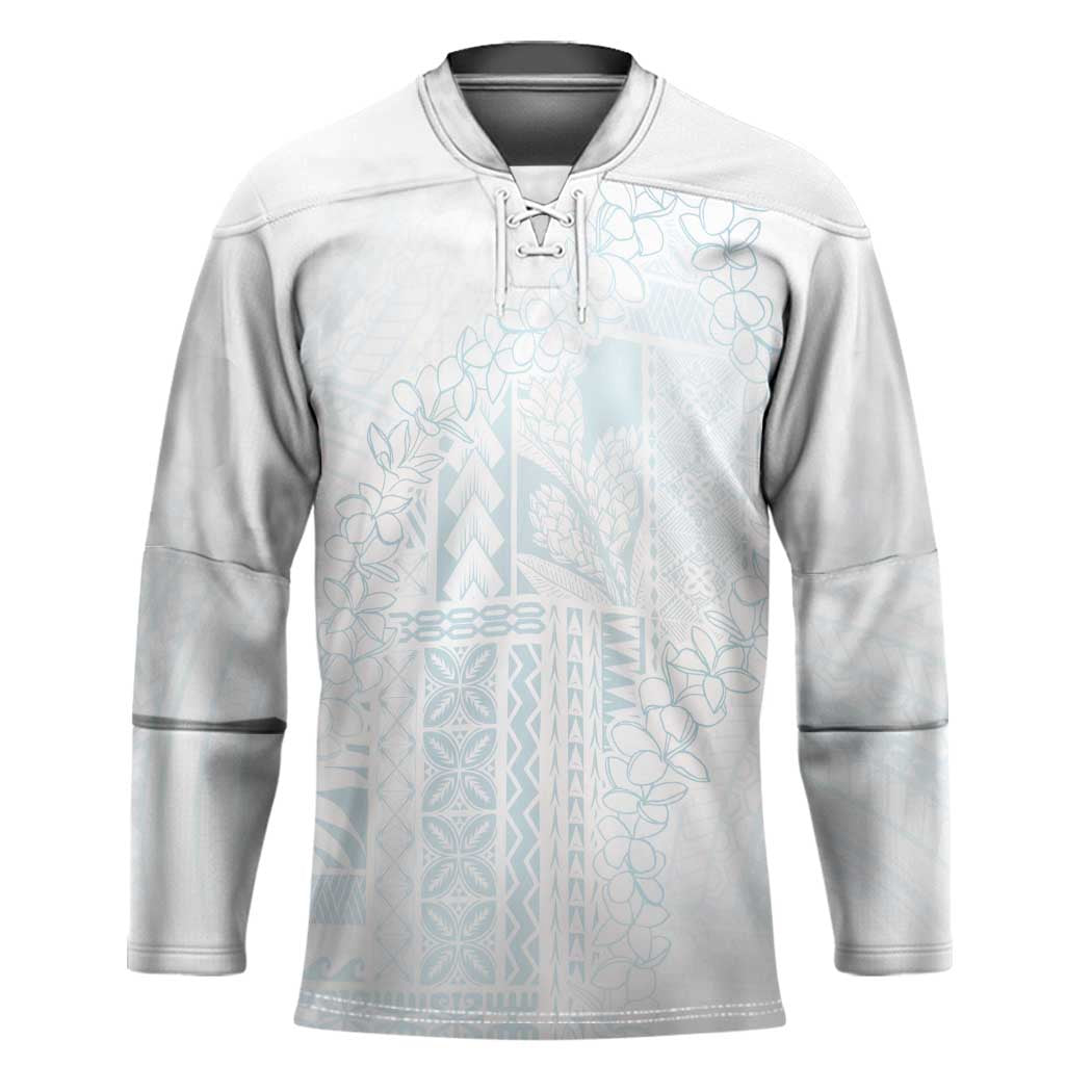Samoa Lotu Tamaiti Mamanu Siapo Hockey Jersey Off White Plumeria LT7 Unisex Baby Blue - Polynesian Pride