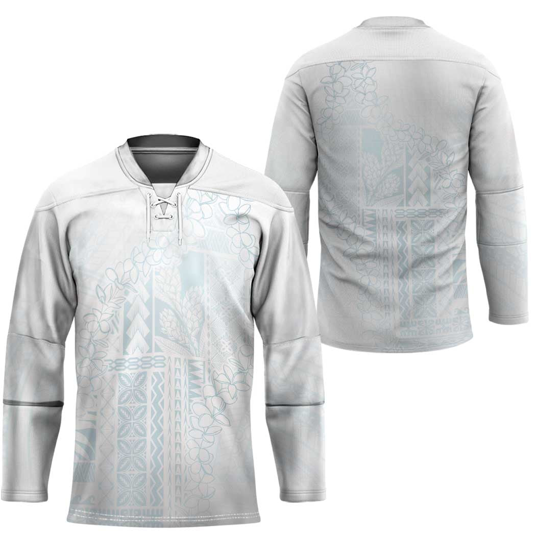Samoa Lotu Tamaiti Mamanu Siapo Hockey Jersey Off White Plumeria LT7 - Polynesian Pride