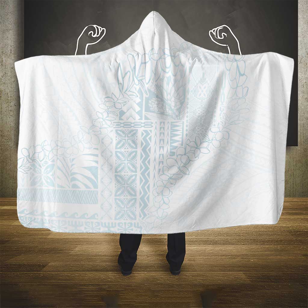 Samoa Lotu Tamaiti Mamanu Siapo Hooded Blanket Off White Plumeria LT7 - Polynesian Pride