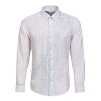 Samoa Lotu Tamaiti Mamanu Siapo Long Sleeve Button Shirt Off White Plumeria LT7 Unisex Baby Blue - Polynesian Pride
