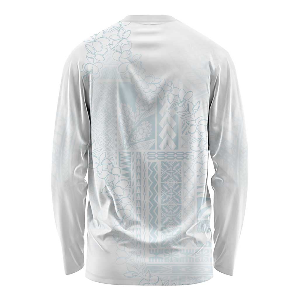 Samoa Lotu Tamaiti Mamanu Siapo Long Sleeve Shirt Off White Plumeria LT7 - Polynesian Pride