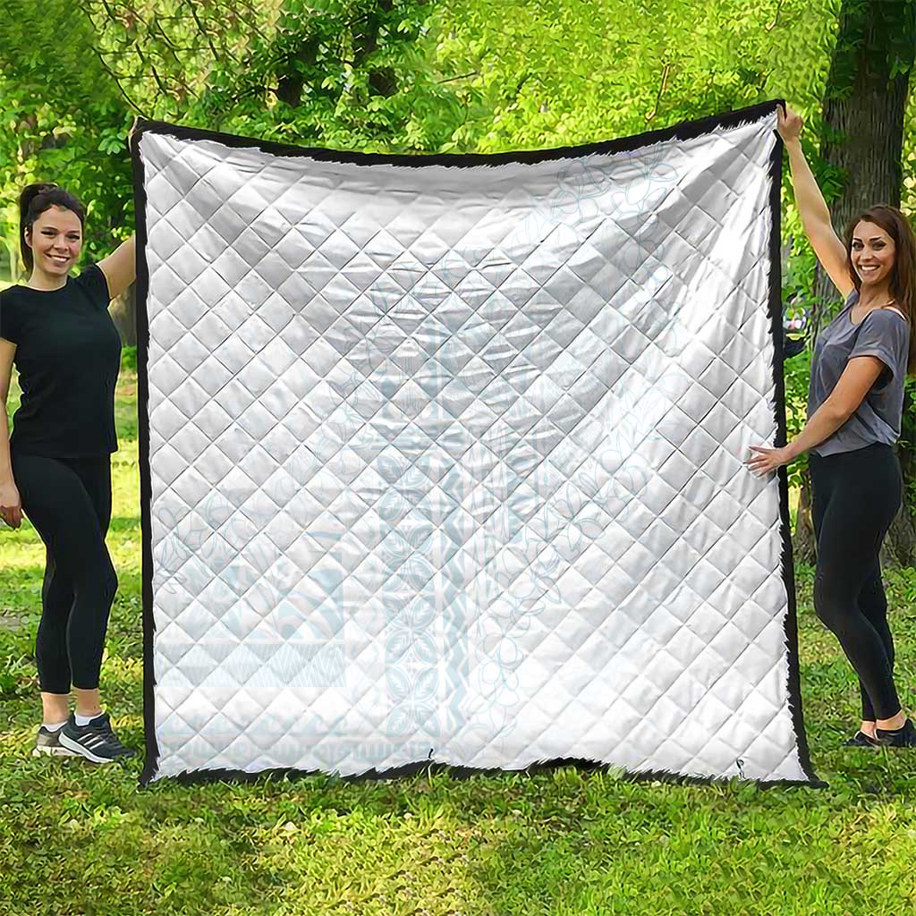 Samoa Lotu Tamaiti Mamanu Siapo Quilt Off White Plumeria - Polynesian Pride