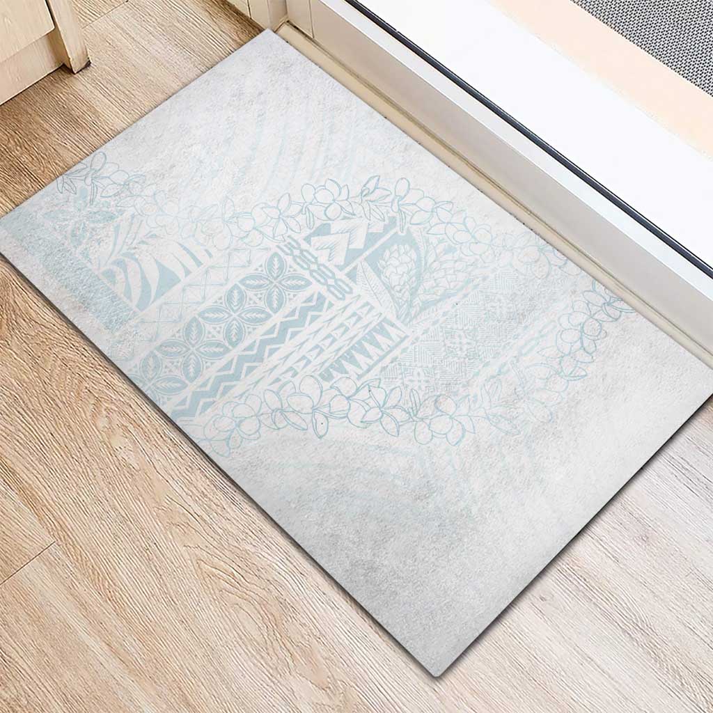 Samoa Lotu Tamaiti Mamanu Siapo Rubber Doormat Off White Plumeria LT7 - Polynesian Pride